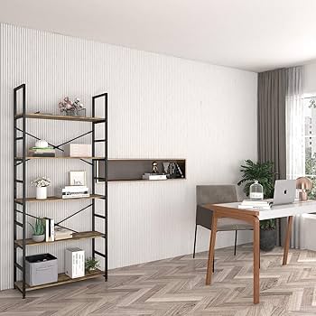 Magic Life Bookshelf with 4 Wheels and Feets,5-Tier